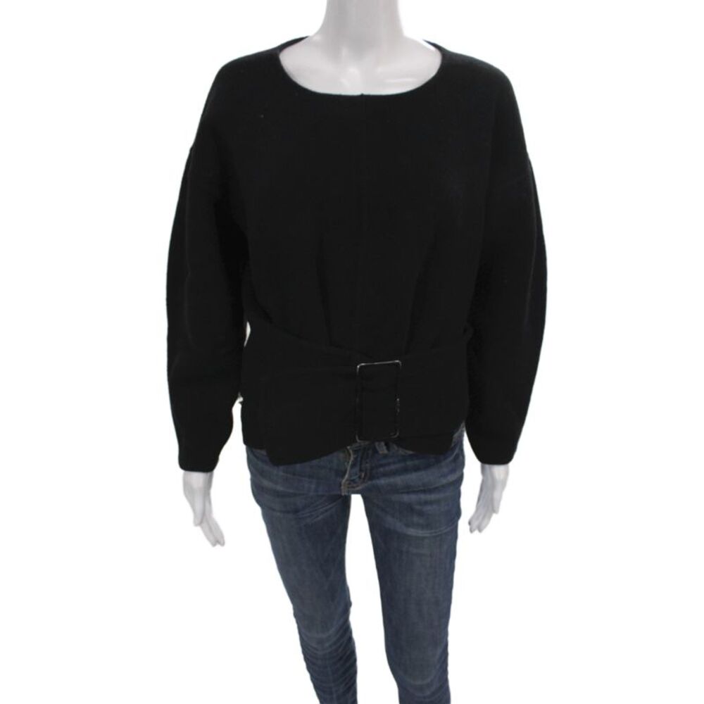 3.1 Phillip Lim Unisex Pullover Black Wool Blend Round Neck Long Sleeve Size 2